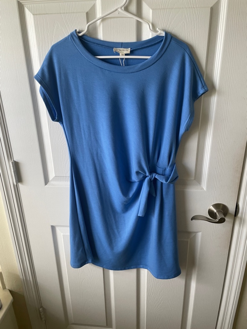 Women's Blue Tie-Waist Short Sleeve dress